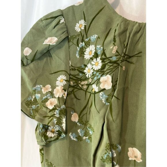 Reformation Women's Green Floral Print Mini Dress Size 6 NWOT T026 - Picture 4 of 7